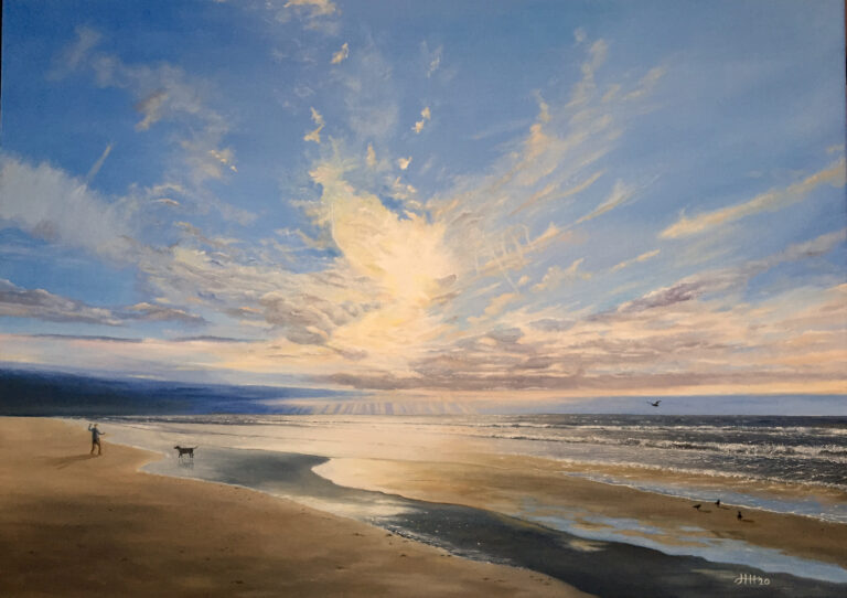 Schilderij zeegezicht wolken zee strand eiland Texel Vlieland Terschelling kust Noordzee Harry Huizing