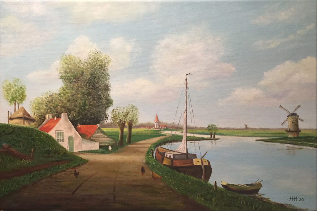 Schilderij oud Hollands landschap