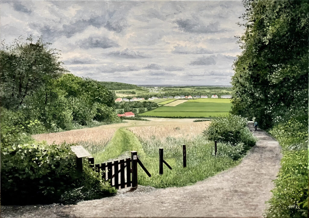 Schilderij grindgroeve Bissen Schweiberg Zuid Limburg landschap Harry Huizing