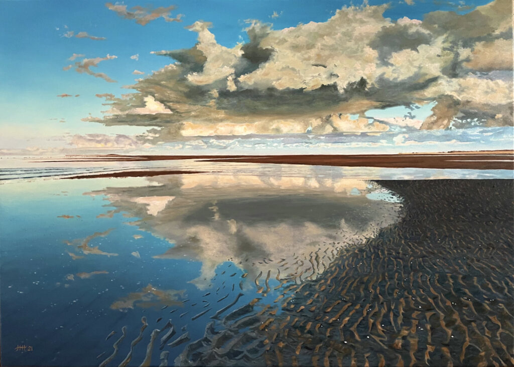 Schilderij zeegezicht waddenzee