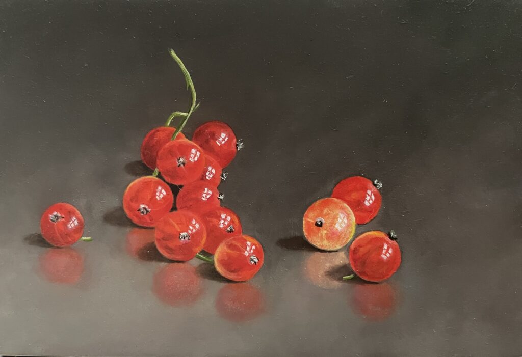 Schilderij stilleven rode bessen Harry Huizing