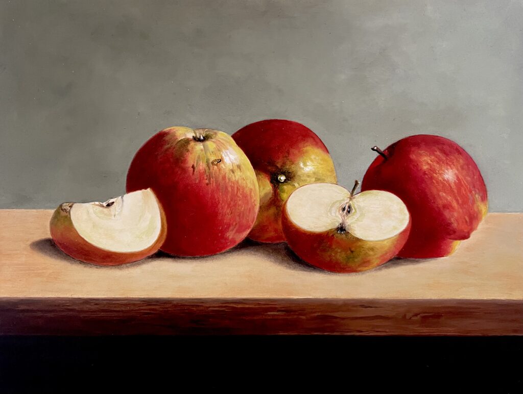 Schilderij stilleven met appels Harry Huizing