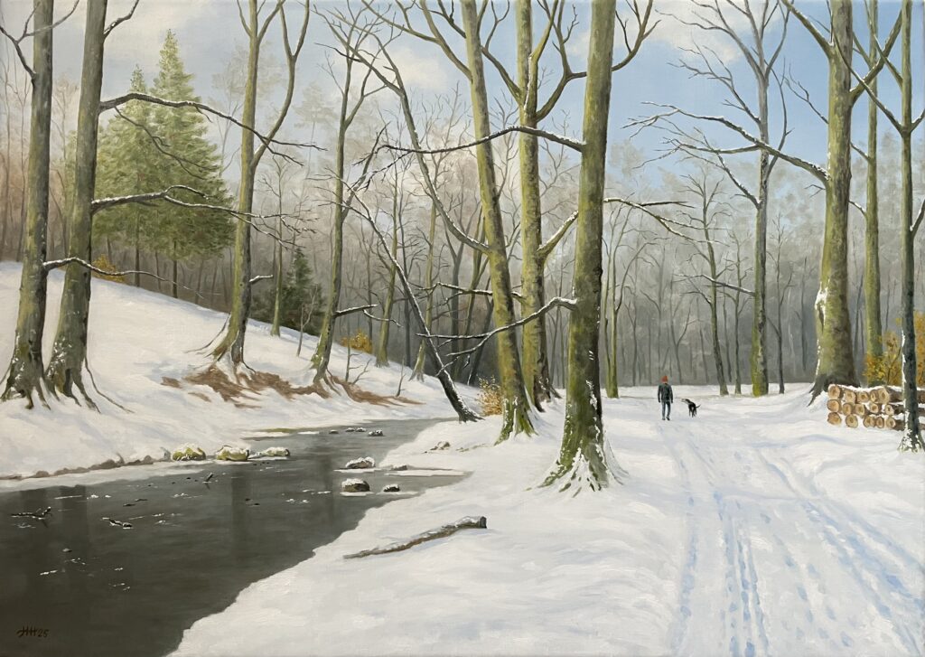 Winterlandschap schilderij sneeuw Veluwe Nationale Park Veluwe Harry Huizing
