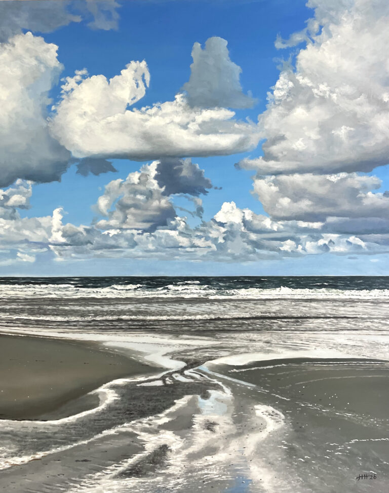 Schilderij zeegezicht Kijkduin De Haag wolkenlucht